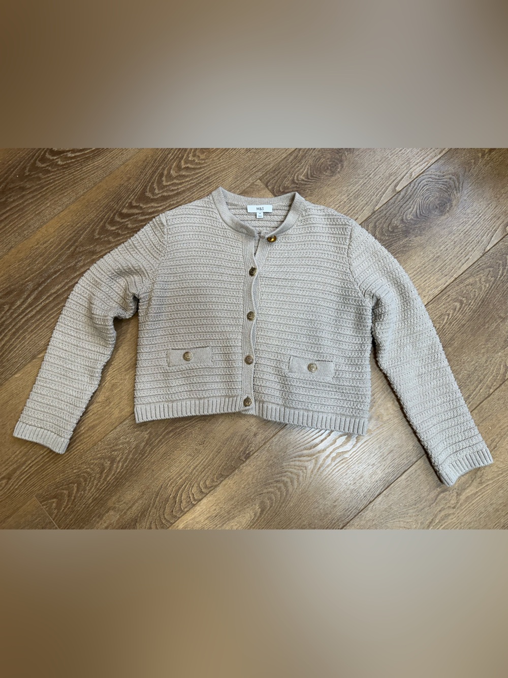 Viral Chanel-style Marks & Spencer Cotton Blend Textured Knit Jacket cappuccino